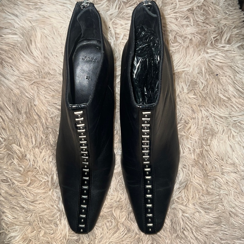 Zara Black Studded Booties - Sz 38 - PreLOVED